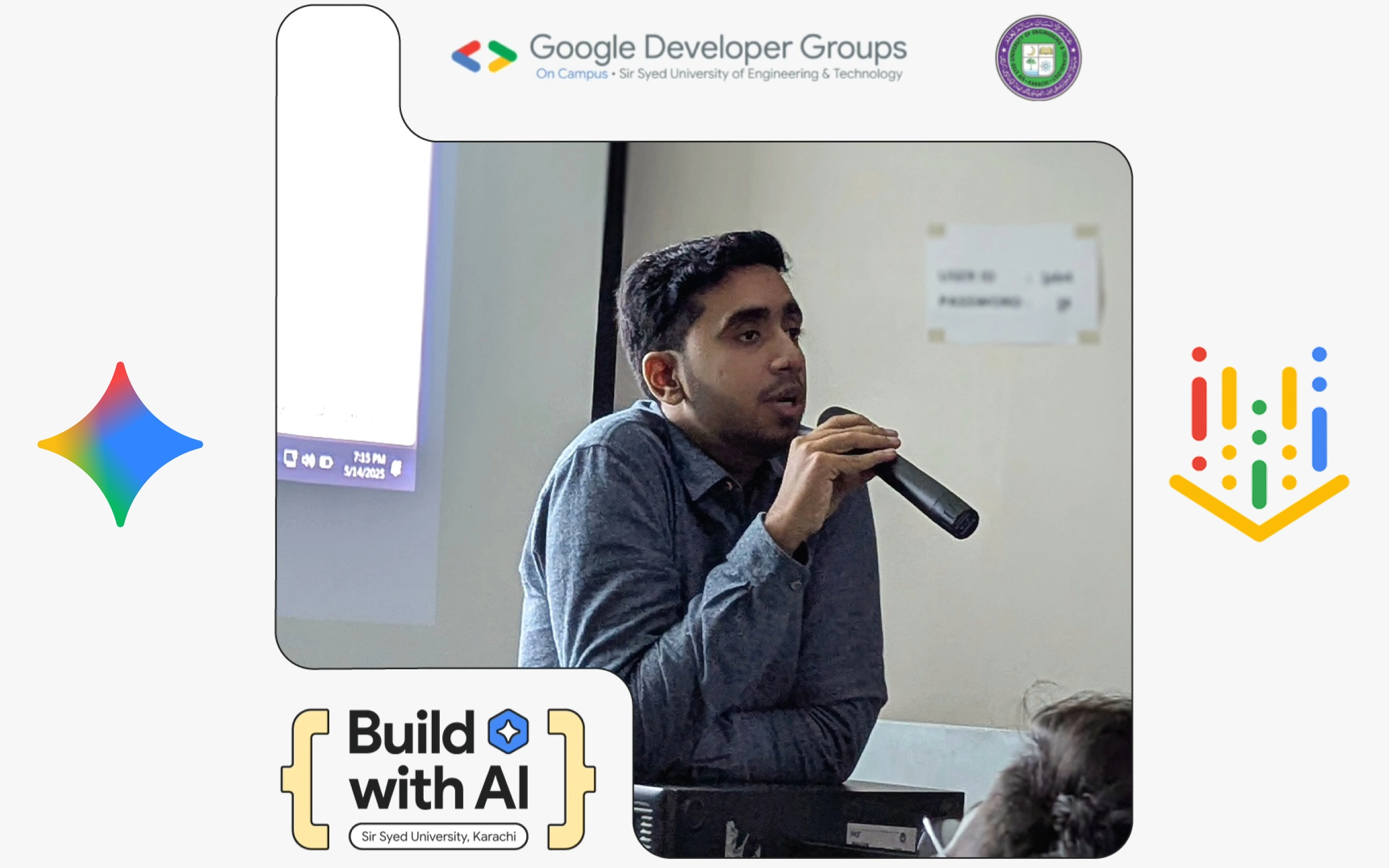 Build with AI Workshop — Hands-On LLM & AI Application Development - AI Engineer Huzaifa, Huzaifa Shahbaz, M. Huzaifa, Muhammad Huzaifa Shahbaz, mhuzaifa, mhuzaifadev speaking at SSUET