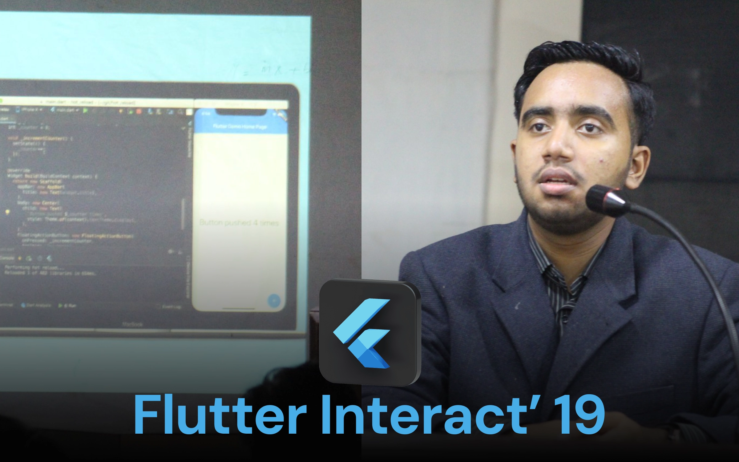 Flutter Interact'19 - AI Engineer Huzaifa, Huzaifa Shahbaz, M. Huzaifa, Muhammad Huzaifa Shahbaz, mhuzaifa, mhuzaifadev speaking at SSUET