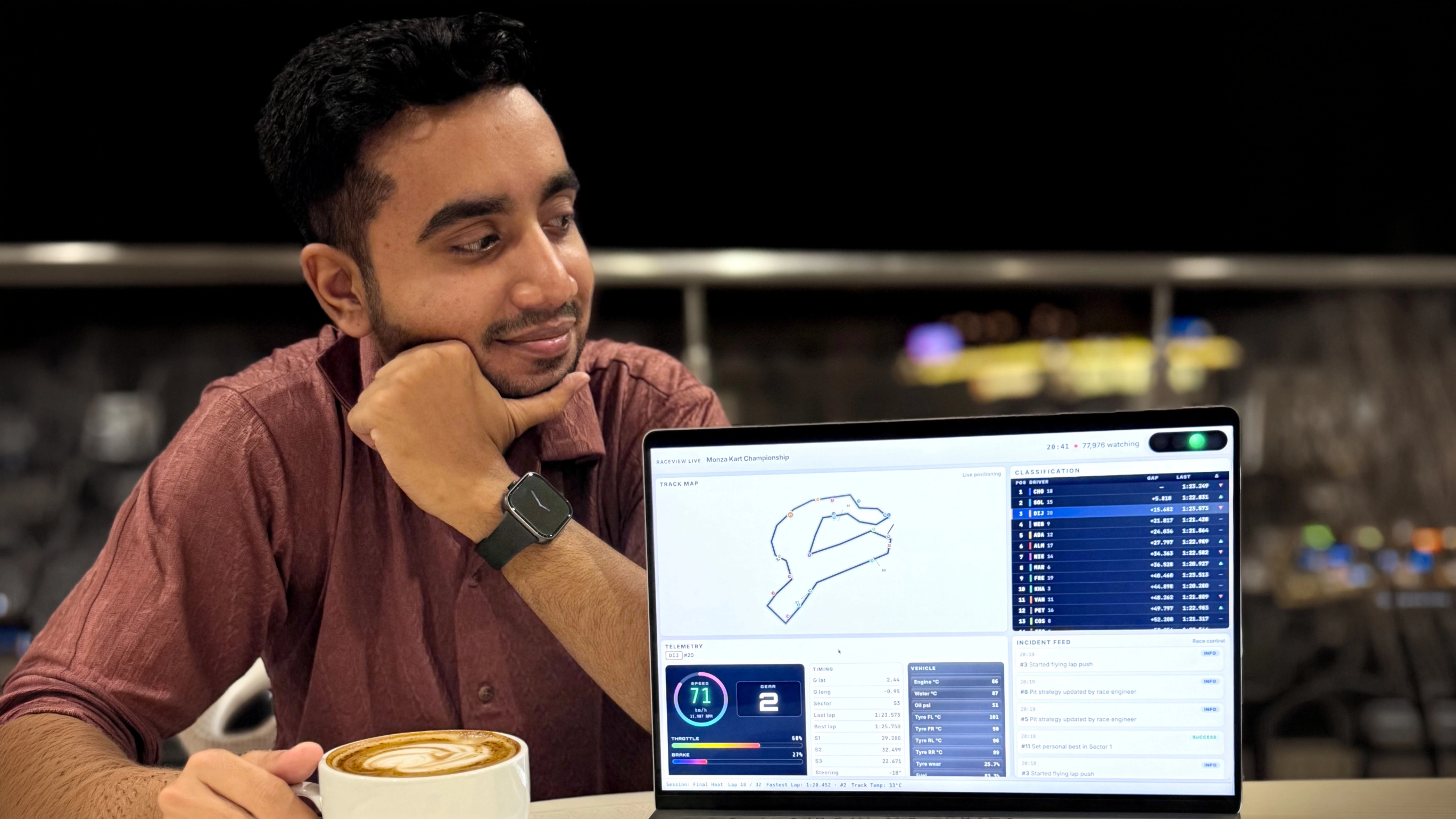 Professional working at outdoor cafe